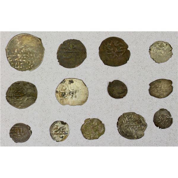 GIRAY KHANS (CRIMEA): LOT of 13 silver & billon coins