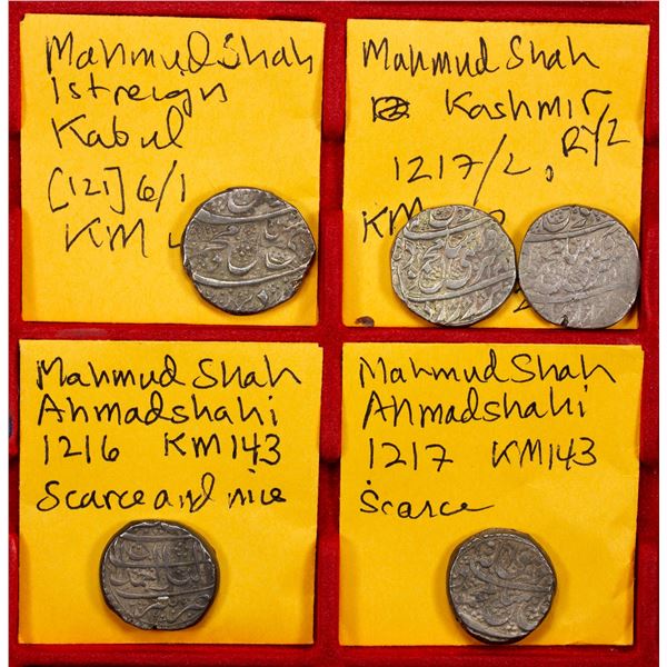 DURRANI: Mahmud Shah, 1st reign, 1801-1803, LOT of 5 silver rupees