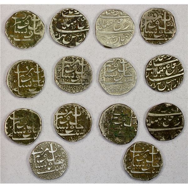 DURRANI: Ayyub Shah, 1817-1829, LOT of 14 silver rupees