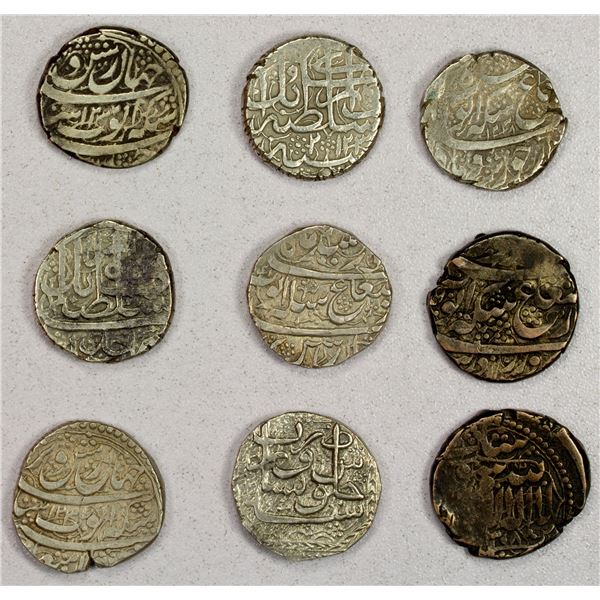 DURRANI: Ayyub Shah, 1817-1829, LOT of 7 silver & 2 billon rupees