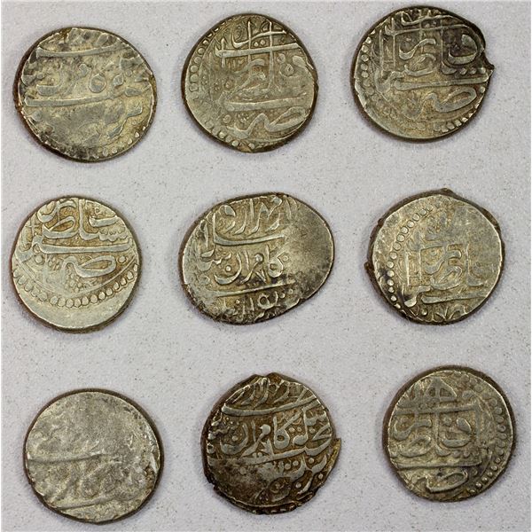DURRANI: Kamran Shah, 1829-1842, LOT of 9 silver rupees