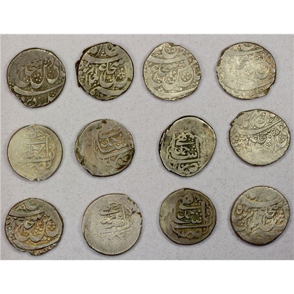DURRANI: Shah Shuja', 5th reign, 1839-1842, LOT of 12 silver rupees