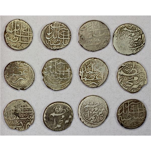 BARAKZAI: Muhammad A'zam, 1866-1868, LOT of 12 silver dirhams