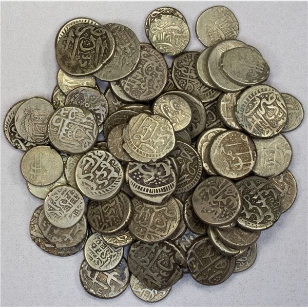 BARAKZAI: 'Abd al-Rahman, 1880-1901, LOT of 77 silver coins, hand struck