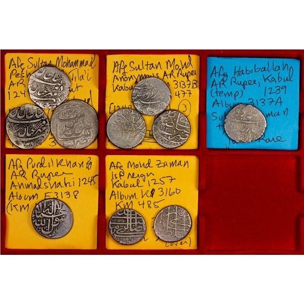 BARAKZAI: LOT of 11 silver rupees