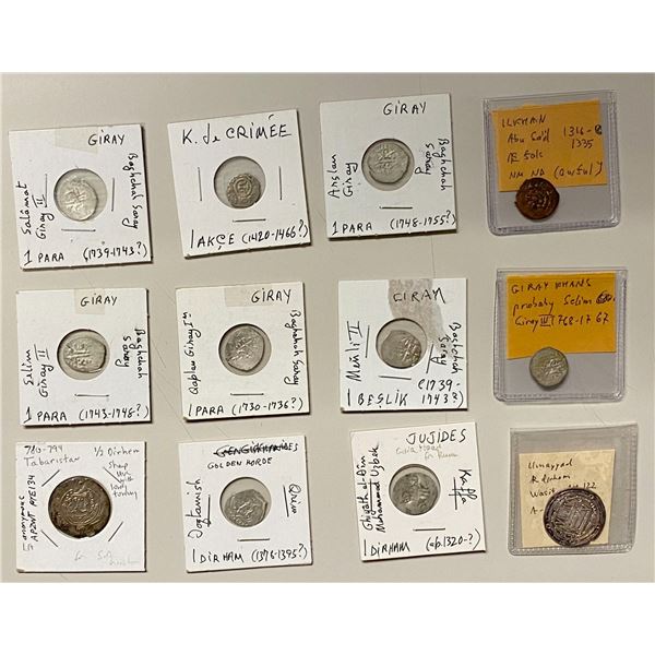MEDIEVAL ISLAMIC: LOT of 11 silver and 1 copper coins
