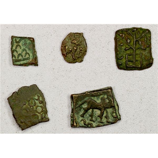 ANCIENT INDIA: LOT of 5 unidentified copper coins
