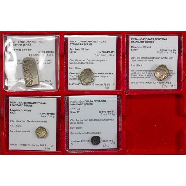 GANDHARA: LOT of 5 punchmarked coins