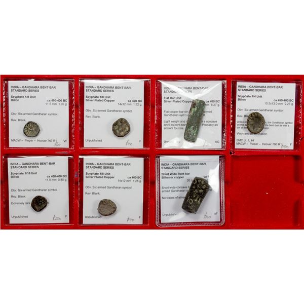 GANDHARA: LOT of 7 copper punchmarked coins