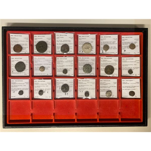 INDO-SCYTHIAN & INDO-PARTHIAN: LOT of 18 coins, copper unless noted