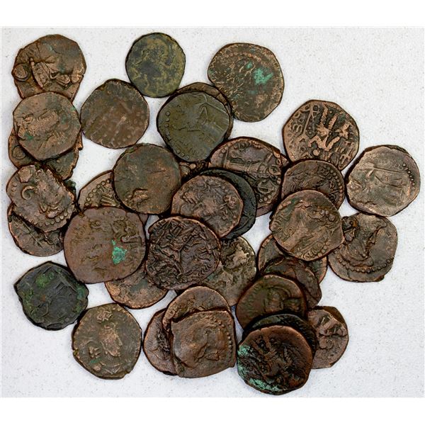 KUSHANO-SASANIAN: LOT of 37 small copper coins