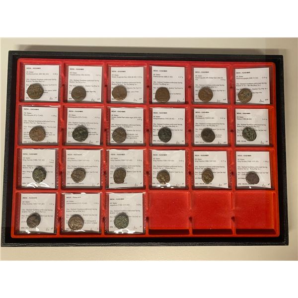 KASHMIR: HINDU RAJAS: LOT of 21 copper staters