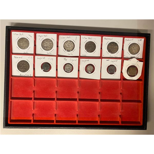 INDIAN SULTANATES: LOT of 11 silver and 1 copper coin
