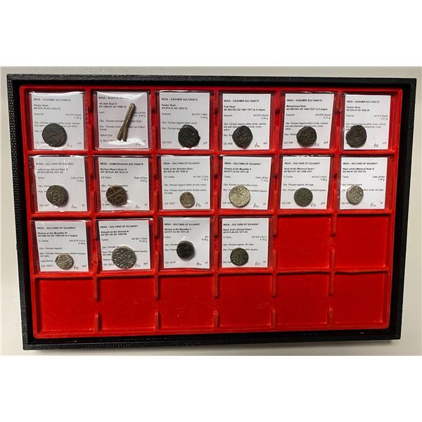INDIAN SULTANATES: LOT of 7 silver & 9 copper coins
