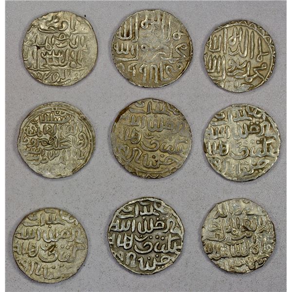 BENGAL: Ala al-Din Husain, 1493-1519, LOT of 9 silver tankas
