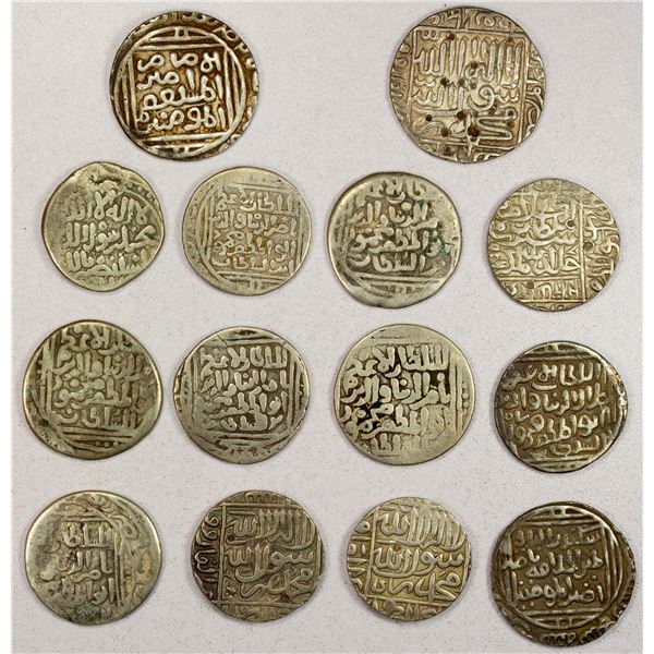 DELHI: LOT of 10 silver tankas & 4 rupees