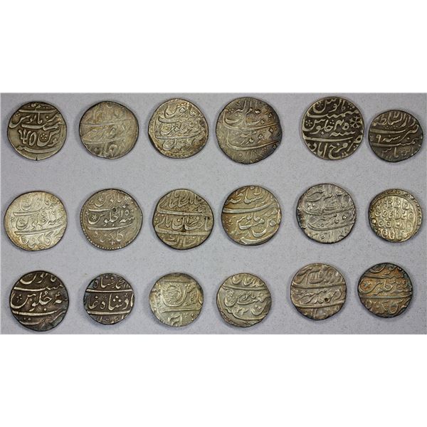 MUGHAL: LOT of 18 silver rupees