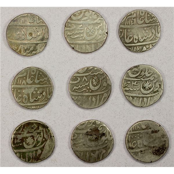 ROHILKHAND: LOT of 9 silver rupees