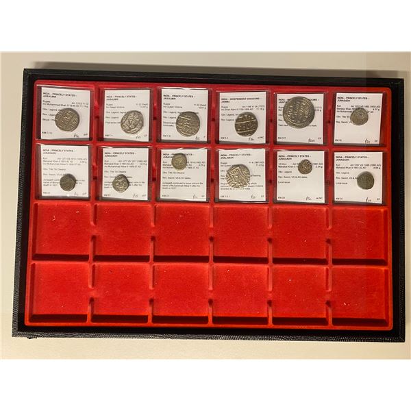 INDIAN STATES: LOT of 12 silver coins