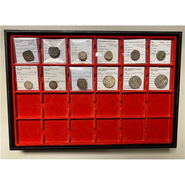 INDIAN STATES: LOT of 9 silver & 3 copper coins