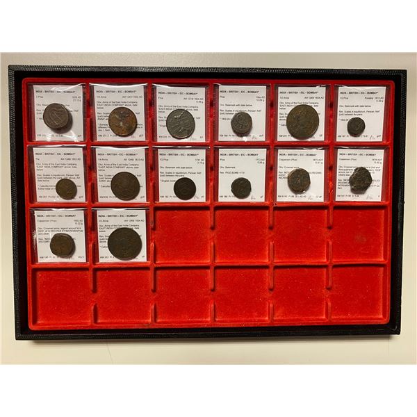 BOMBAY PRESIDENCY: LOT of 14 copper coins