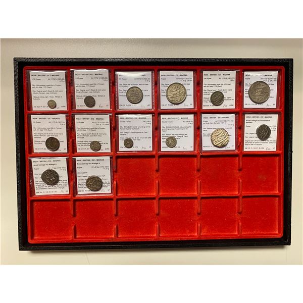 MADRAS PRESIDENCY: LOT of 14 silver coins