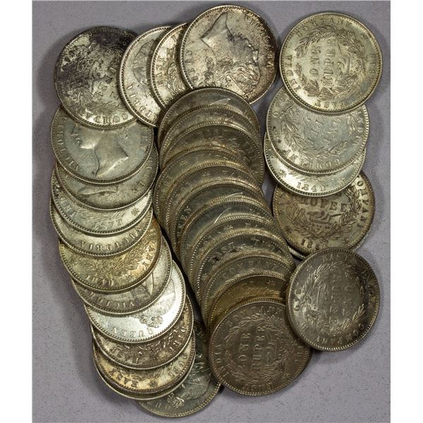 BRITISH INDIA: Victoria, Queen, 1837-1876, LOT of 34 AR rupees