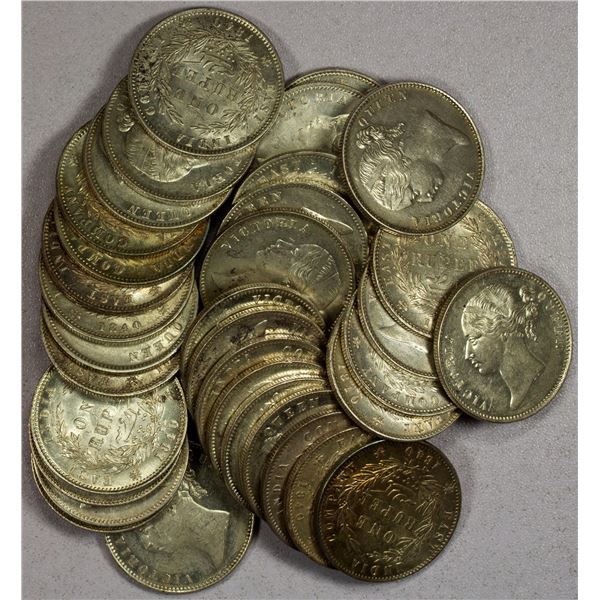 BRITISH INDIA: Victoria, Queen, 1837-1876, LOT of 34 AR rupees