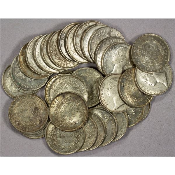 BRITISH INDIA: Victoria, Queen, 1837-1876, LOT of 34 AR rupees