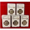 Image 1 : BRITISH INDIA: Victoria, LOT of 5 silver rupees