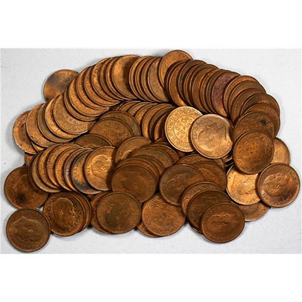 BRITISH INDIA: Edward VII, 1901-1910, LOT of 101 coins
