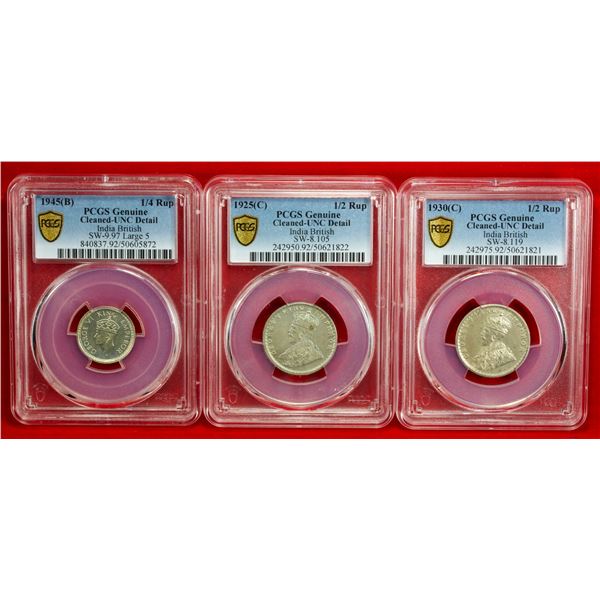 BRITISH INDIA: LOT of 3 coins