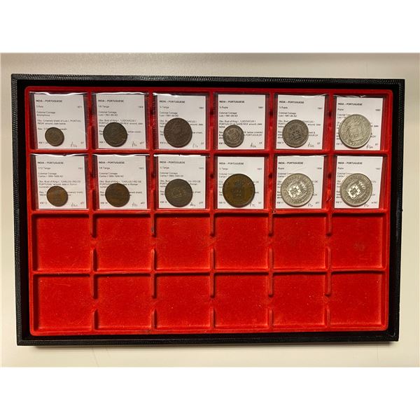 PORTUGUESE INDIA: LOT of 7 copper and 5 silver coins