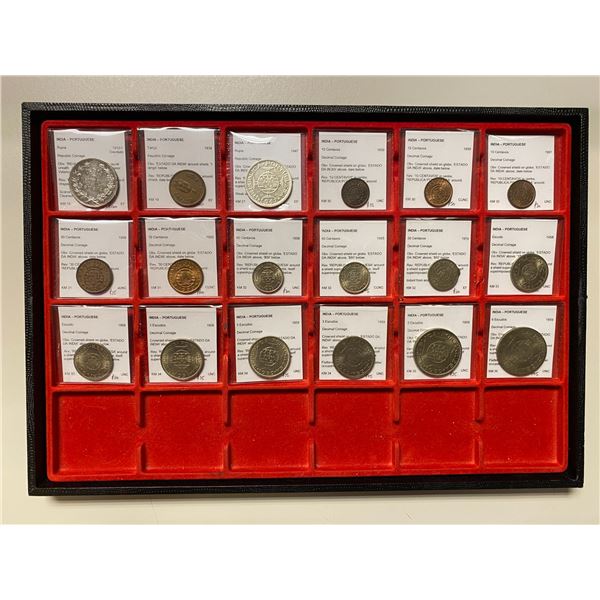 PORTUGUESE INDIA: LOT of 2 silver and 17 base metal coins