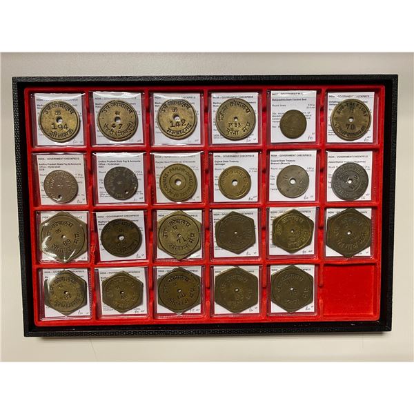 INDIA: Republic, LOT of 23 brass govenment checkpieces