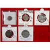 Image 1 : INDIA: LOT of 3 silver and 2 base metal coins