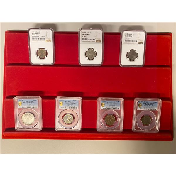 INDIA: LOT of 7 certified coins
