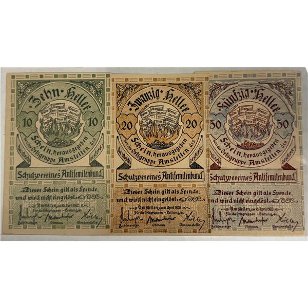 AUSTRIA: 3-note set, 1920