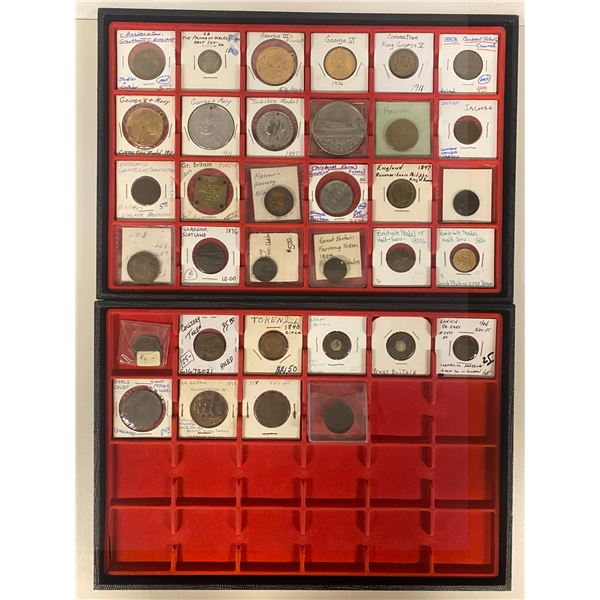 GREAT BRITAIN AND COLONIES: LOT of 35 tokens and medals