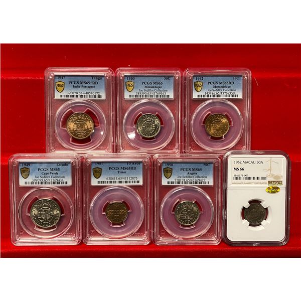 PORTUGAL & COLONIES: LOT of 7 certified coins