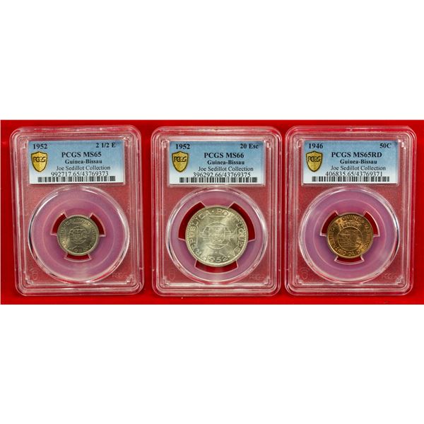 GUINEA-BISSAU: LOT of 3 certified coins
