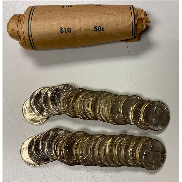 UNITED STATES: BI 5 cents roll, 1943-S, Choice Unc