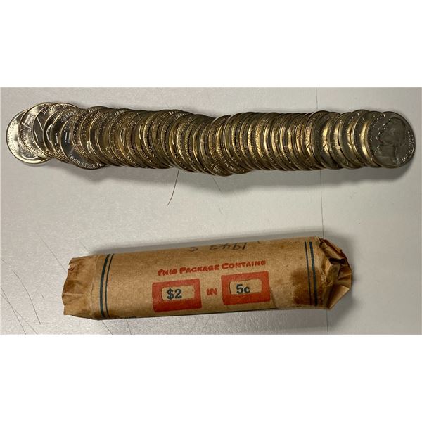 UNITED STATES: BI 5 cents roll, 1943-S, Choice Unc