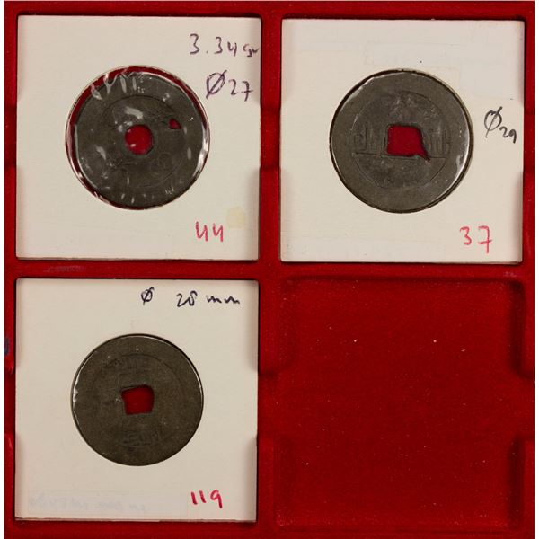 INDONESIA: BANGKA ISLAND: LOT of 3 tin jokohs