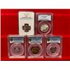 Image 1 : WORLDWIDE: LOT of 5 certified coins