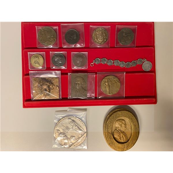 WORLDWIDE: LOT of 13 exonumia items