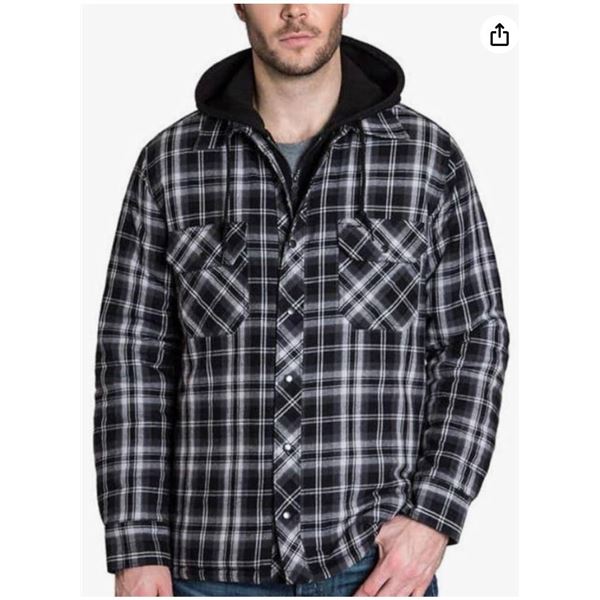Men’s XL Quilted Flannel Jacket With Hood by The DC Clothing Co.**COLOR VARIES FROM STOCK P
