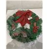 Image 1 : 24-Inch Artificial Christmas Wreath With Red Bow and Pinecones
