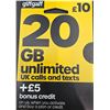 Image 1 : Giffgaff 20GB UK SIM Cards with Bonus Credit, Lot of 6
