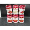 Image 1 : 6 Cans of Campbell’s Soup Cans Including Tomato and Cream of Mushroom